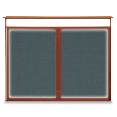 United Visual Products Double Door Enclosed Indoor Letterboard UV1126-SATIN-BLUE